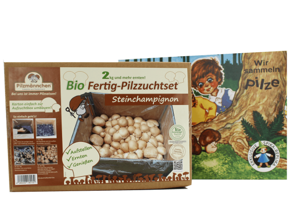 Geschenkset "Champignon-Pilzzuchtset + Brettspiel", Steinchampignons